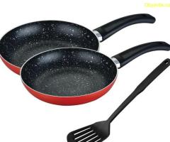 Тигани комплект Muhler MR-2824S NEW с шпатула, 24x4.5cm, 28x5 cm, червени