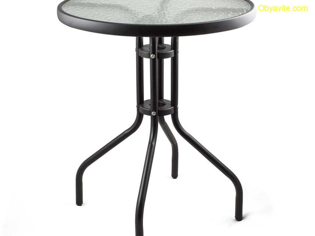 Метална маса със стъклен плот 60x74cm