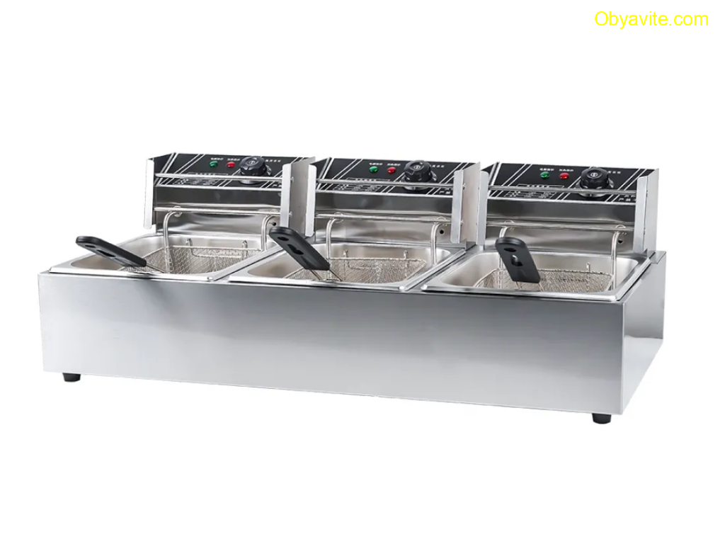 Професионален фритюрник с три вани по 6л