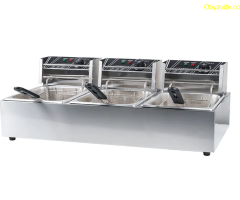 Професионален фритюрник с три вани по 6л