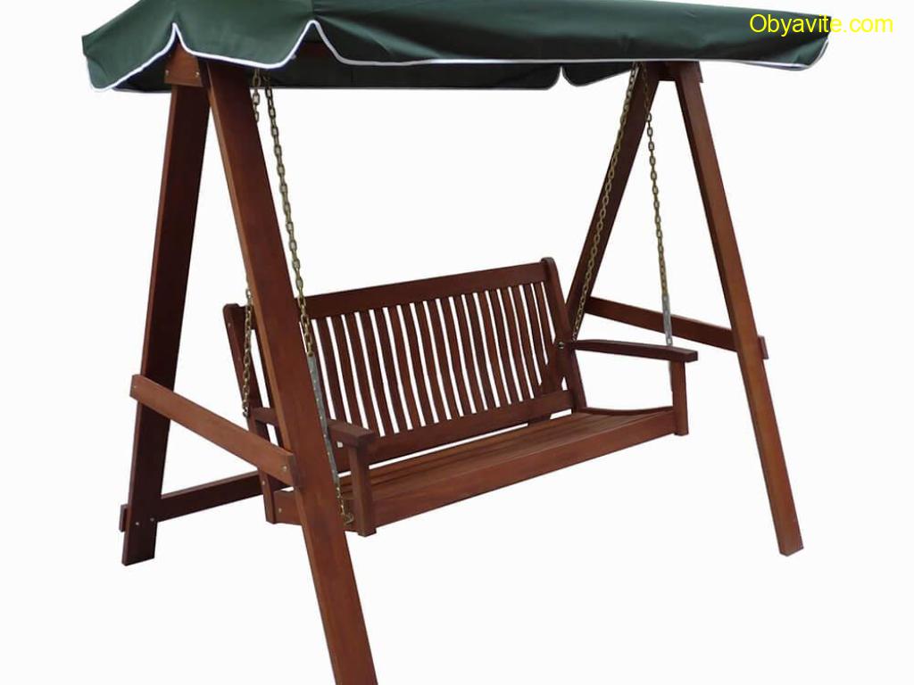 Люлка двуместна Muhler Meranti, дърво, със сенник