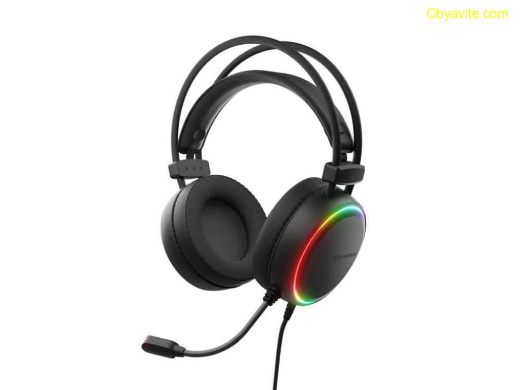 Слушалки, Genesis Headset Neon 614 With Microphone RGB Illumination Black USB