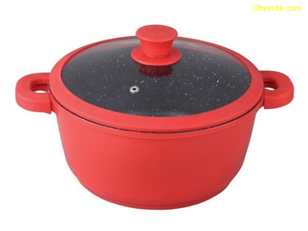 Тенджера Muhler Kara MR-2847S NEW 28x12.6cm, 6.2L, червен, лят алуминий